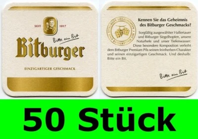 50 Stück Bierdeckel Bitburger Brauerei Bitburg Design C - Bar Theke Tresen Party - Bild 1 von 3