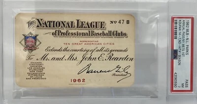 Sandy Koufax No-Hitter PSA NL Ticket Pass 1962 Dodgers/Mickey Mantle MVP1/1 Mt⚾️ - Image 1 of 4