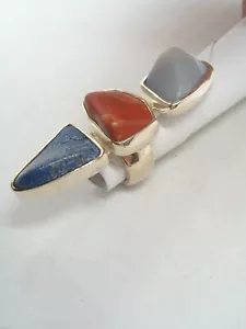 ANELLO in ARGENTO 925 con PIETRE DURE naturali: Diaspro Sodalite Agata - pietra - Foto 1 di 7