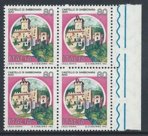 1980-92 ITALIA CASTELLO SABBIONARIA AVIO 80 LIRE QUARTINA MNH ** - ED - Picture 1 of 1