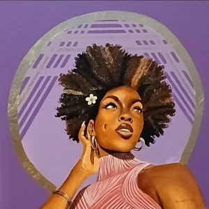 NICOLE Portrait People Of Victory Acrylic Painting Gold Leaf 20" X 20" Wall Art - Picture 1 of 3