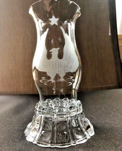 VTG Screaming Eagle Etched Hurricane Globe w/ Weighted Crystal Candle Holder-7" - Foto 1 di 24