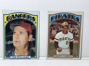 2 Vintage Baseball Cards 1972 Topps Ted Williams #510 And Roberto Clemente #309 - Picture 1 of 6