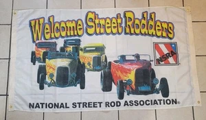 NSRA WELCOME STREET RODDERS Flag Banner 62"x35" B.S.I Hot Rod Automotive - Picture 1 of 10