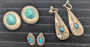 INDIANER OHRRINGE STERLINGSILBER UND TÜRKIS 3 STÜCK - Bild 1 von 6