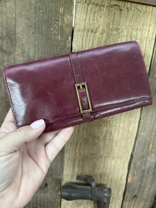 HOBO Vintage Pflaume Leder Clutch Geldbörse innen Reißverschluss zum Öffnen - Bild 1 von 9