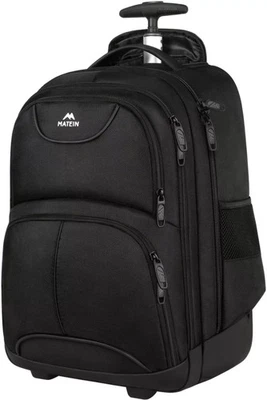 MATEIN Rolling Backpack 4 Wheels 17" Travel Laptop Water Resistant - Black - Image 1 of 4