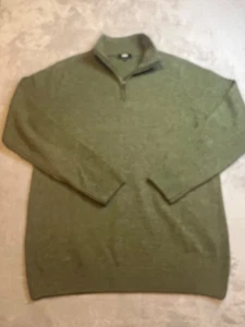 Jacamo 1/4 Zip Knit Jumper Men’s XL Green Olive Lambswool Blend Rustic Heritage - Picture 1 of 9