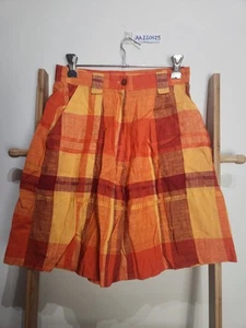 Charlotte Halton Vintage Orange Plaid High Waist Shorts Size XS - Picture 1 of 10