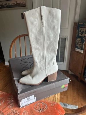 Crown Vintage Sila Western Boot Women's Ivory Leather Size 9.5 W - Image 1 of 2