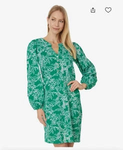 LILLY PULITZER EMERY DRESS FIDDLE LEAF GREEN SAFARI PARTY SIZE LARGE NEW - Picture 1 of 10