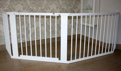 Absperrgitter Türschutzgitter Treppenschutzgitter 253 cm massiv weiss - Bild 1 von 3