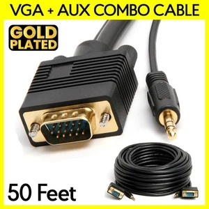 Cavo VGA da 50 piedi con AUX SVGA + cavo monitor 3,5 mm cavo audio video super VGA - Foto 1 di 3