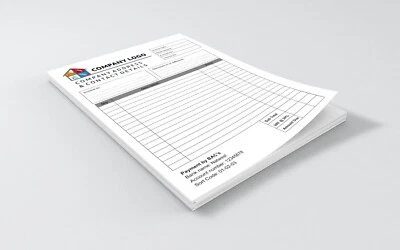 A4 Invoice Receipt Pad , Business NCR Duplicate Book,  FREE P&P, PERSONALISED  - Image 1 of 2