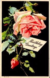 Postcard Birthday Greetings Embossed - Picture 1 of 2
