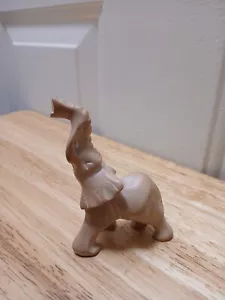 Hand Carved Soapstone Elephant Figurine Coral Color 3.5" x 2.5" Handmade - Picture 1 of 6