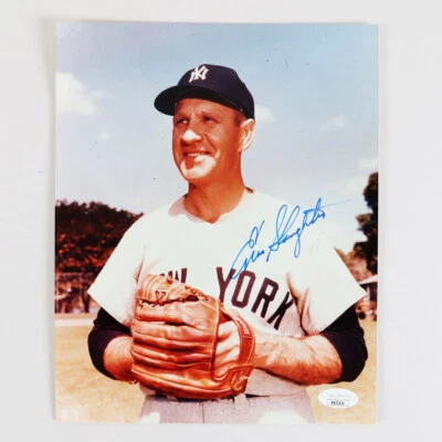 Enos Slaughter Signed Photo 8x10 Yankees - COA JSA - Image 1 of 3
