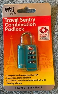 NEU OHNE ETIKETT "TRAVEL SENTRY" KOMBINATIONS-VORHÄNGESCHLOSS BLAU - Bild 1 von 2