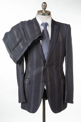 VERSACE COLLECTION Trend Striped Navy Blue Suit Wool Slim Fit 40 R (EU 50) - Image 1 of 4