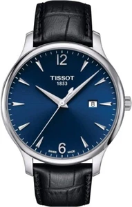 Reloj para hombre Tissot Tradition cuarzo esfera azul correa de cuero negro T0636101604700 - Imagen 1 de 13