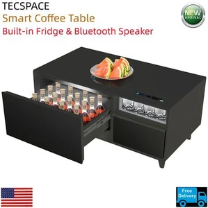 LoJok Smart Coffee Table with Built-in Fridge and Bluetooth Speaker (Black) - Picture 1 of 12