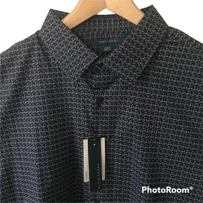 Perry Ellis Shirt Mens Sz Small L/S Blue Multi Print Cotton Stretch $79 NEW - Image 1 of 4