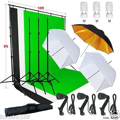 Photography Studio Lighting 9x10 Backdrop Stand Muslin Set Photo Light Kit - Image 1 of 4