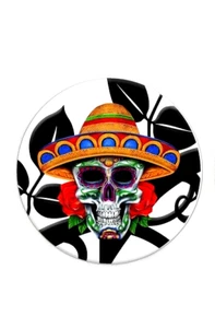 MEXICAN SUGAR SKULL ROSE HAT Pendant On 20" Chain 925 Sterling Silver Necklace - Picture 1 of 11
