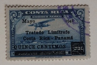 Costa Rica Airmail Stamp, 1941, sc#C68, Used - Image 1 of 2