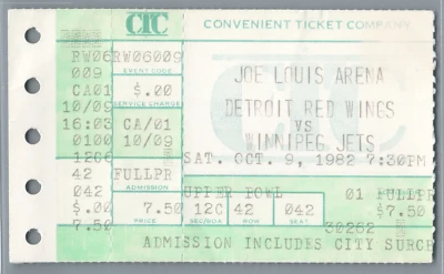 Brian Mullen 1st 2G 1&2 3pt 2ndGm Ed Staniowski Shutout #2 Ticket Stub 10-9-1982 - Image 1 of 4