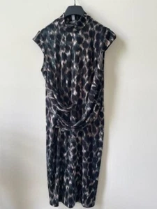 Abito midi LISA RINNA donna elegante stampa leopardata finto collo L - Foto 1 di 3