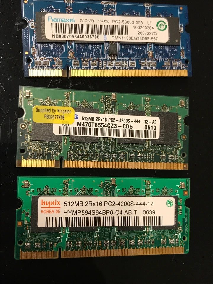 1.5GB DDR2 Hynix Etc. PC4200 SO-DDR2 Notebook Memory RAM (3x512MB) - Image 1 of 1