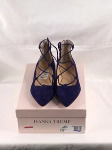Women's NIB Ivanka Trump Tropica Dark Blue, Light Pink Suede Ballets Flats - Picture 1 of 11