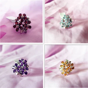 Genuine 100% Real Sterling Silver Rings.(Amethyst-Amber-Topaz-Ruby)R22 FREE POST - Picture 1 of 18