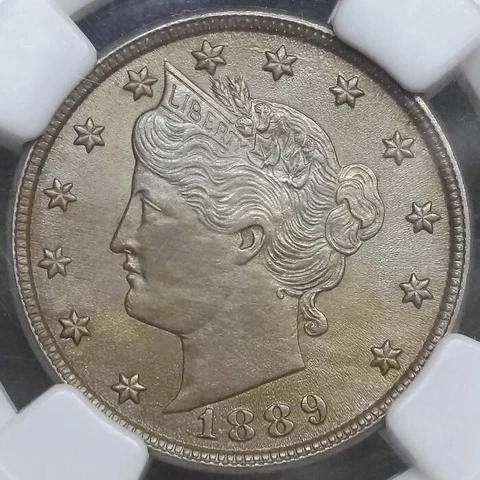 1889 Liberty Nickel, Choice Uncirculated NGC MS-62, Nice Color Cover
