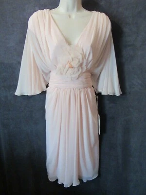 Vestido formal anjo esvoaçante chiffon rosa pêssego vintage Jill Richards anos 70 NOS 10 - Imagem 1 de 4