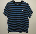 Hurley Boys Men’s Large SS T Shirt Black Blue Gray Striped