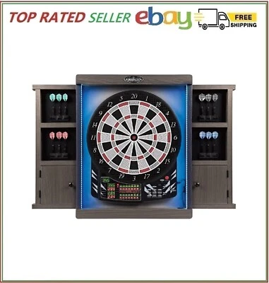 Barrington Electronic Dartboard with Cabinet, LED with 12 Soft-Tip Darts, Indoor
