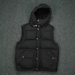 Polo Ralph Lauren Vest Mens Medium Black Bubble Full Zip Snap Elmwood Hooded - Picture 1 of 12