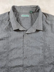 Cubavera Shirt Mens Big 3X Gray Button Up Short Sleeve Beach Hawaiian - Imagen 1 de 10