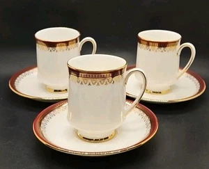 3 x Royal Albert Paragon Holyrood tall Coffee Cups & Saucers - 8.5cm H 6.5 Dia - Picture 1 of 6