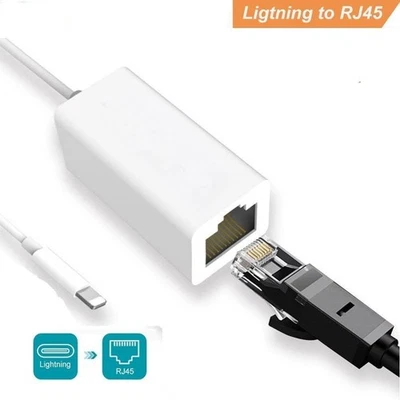 SELLERTREE APPLE iPhone iPad 8-Pin RJ45 Ethernet LAN Wired Network Cable Adapter Dongle Lot