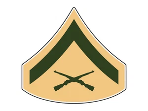 #2793 E3 Lance Corporal Bronceado y Verde Impermeable Vinilo Adhesivo Calcomanía Troquelada - Imagen 1 de 1