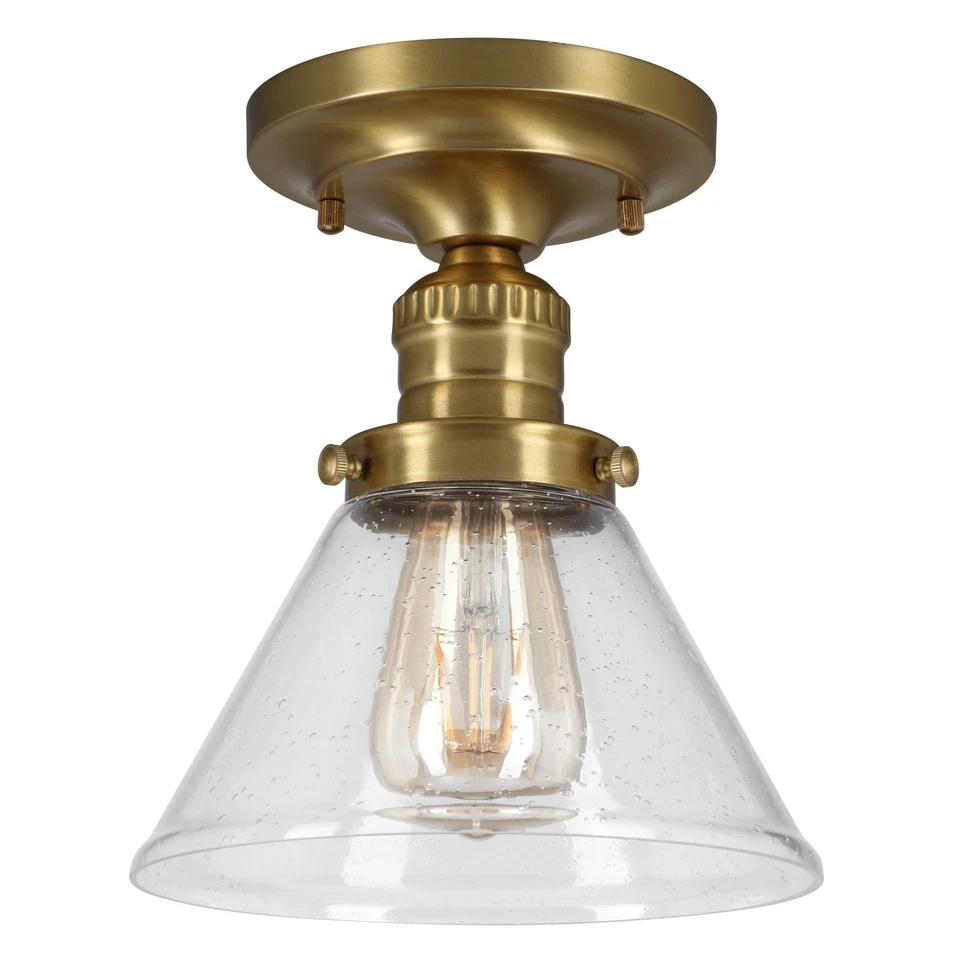 Augustin Ceiling Light, 1-Light, Semi-Flush, Seeded Glass Glow, Dimmable, E26... - Image 1 of 4