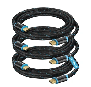 Hdmi Cable 4k Ultra Hd 8 Foot 3 Pack Nylon Braided Hdmi 2.0 Cable High Speed 1 - Picture 1 of 1