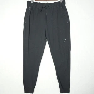 Gymshark Men’s Black Joggers Size Medium Tapered Fit Athletic Gym Zip Pants - Picture 1 of 6