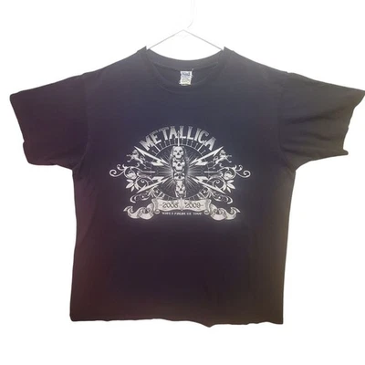 Metallica World Magnetic Tour Large T Shirt Black 08-09 Concert Band Anvil Tee - Image 1 of 4