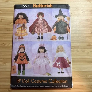 Butterick 5661 - 18" Doll Costume Pattern Halloween Witch Pumpkin Princess NEW - Picture 1 of 2