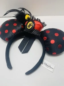 Disney Park Minnie Maus Ohren gepunktet Kamee Silhouette Blume Feder Stirnband - Bild 1 von 10