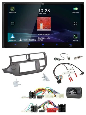JVC USB Bluetooth 2DIN DAB Lenkrad Autoradio für Kia Rio 11-15 UB anthrazit - Bild 1 von 4